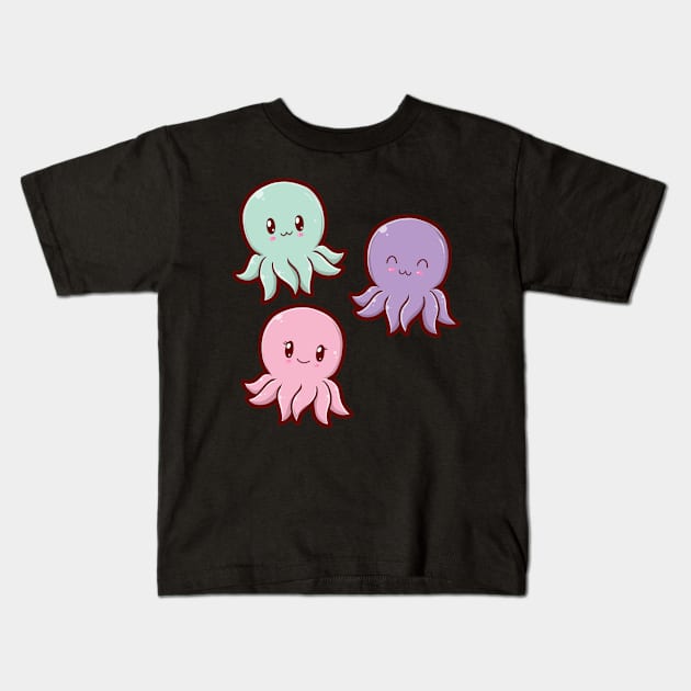 Kawaii Octopi Kids T-Shirt by MimicGaming